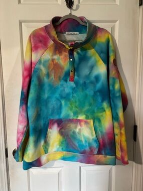 Boutique Tie-Dye Pullover Sweatshirt, quarter snap. Worn ONCE! Sooo pretty! XL
